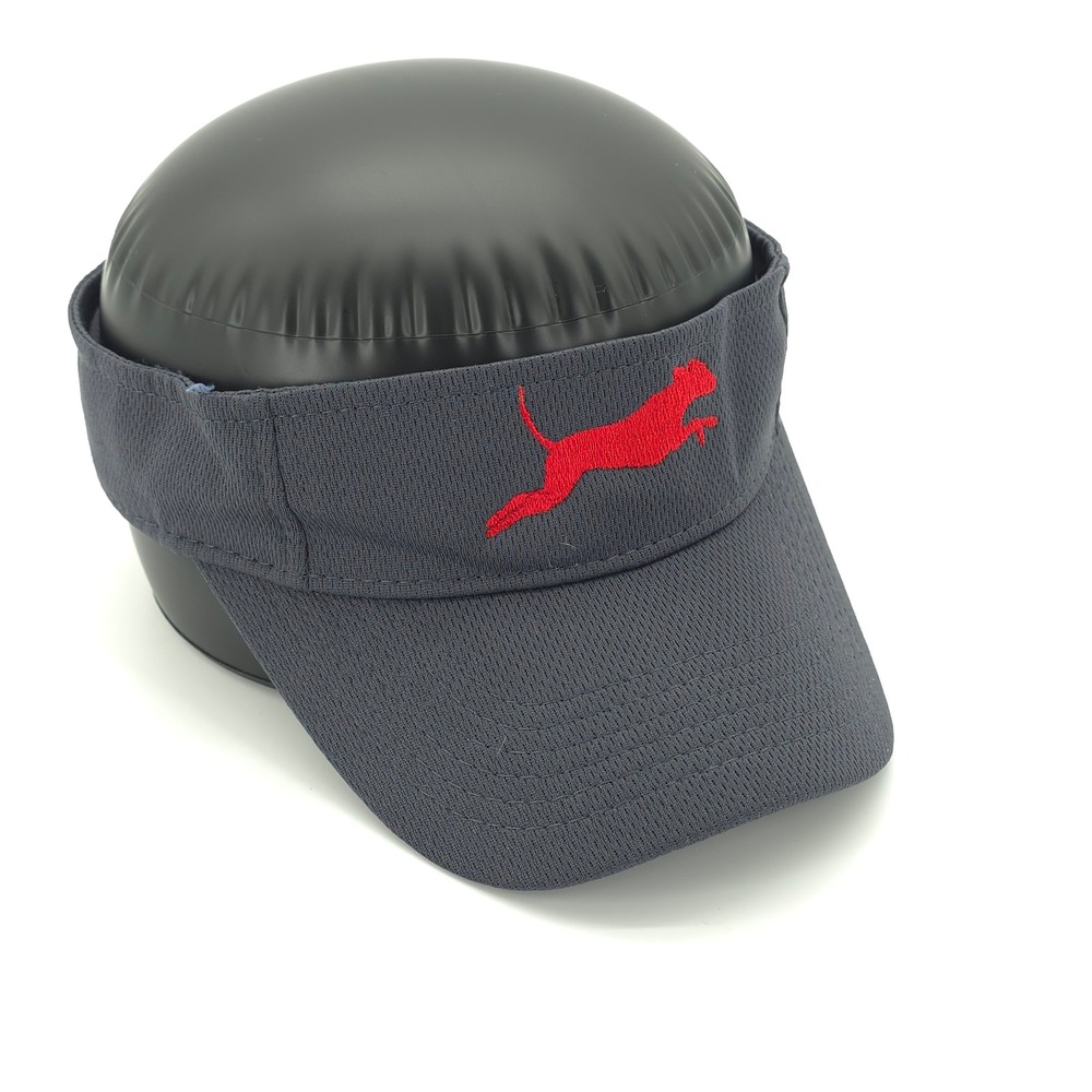 Sport-Tek Visor Mens OSFM Gray StrapBack Leaping Cat Logo Golf Running Hat